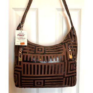 PINKY - NWT Black Leather & Brown Suede Hobo Shoulder Bag. PERFECT & ADORABLE ♥️